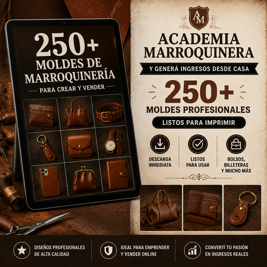 Academia Marroquinera: 250 Moldes Profesionales + 5 Bonos de Regalo
